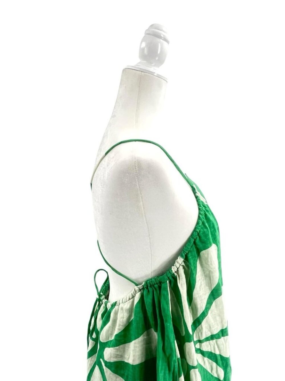 ZULU & ZEPHYR Women's Green Floral Flax Oversize Strappy Summer Maxi Dress US 2 - Picture 5 of 9